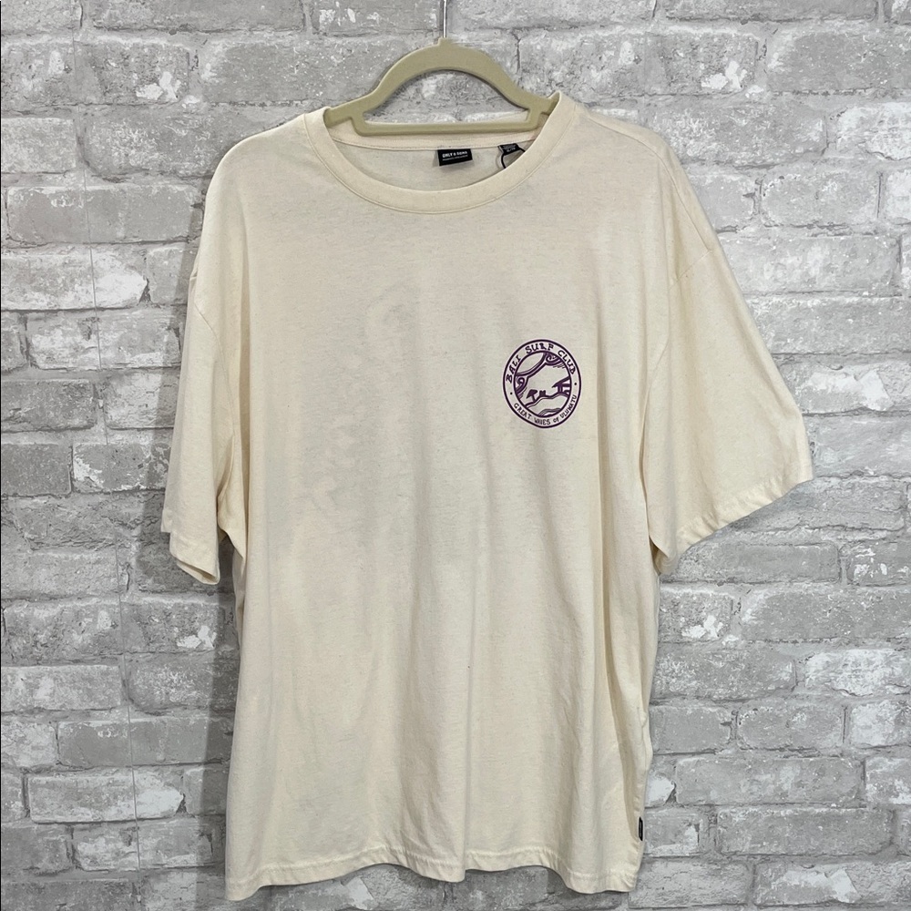 ONLY & SONS Cream Tee with Purple Surf Logo
